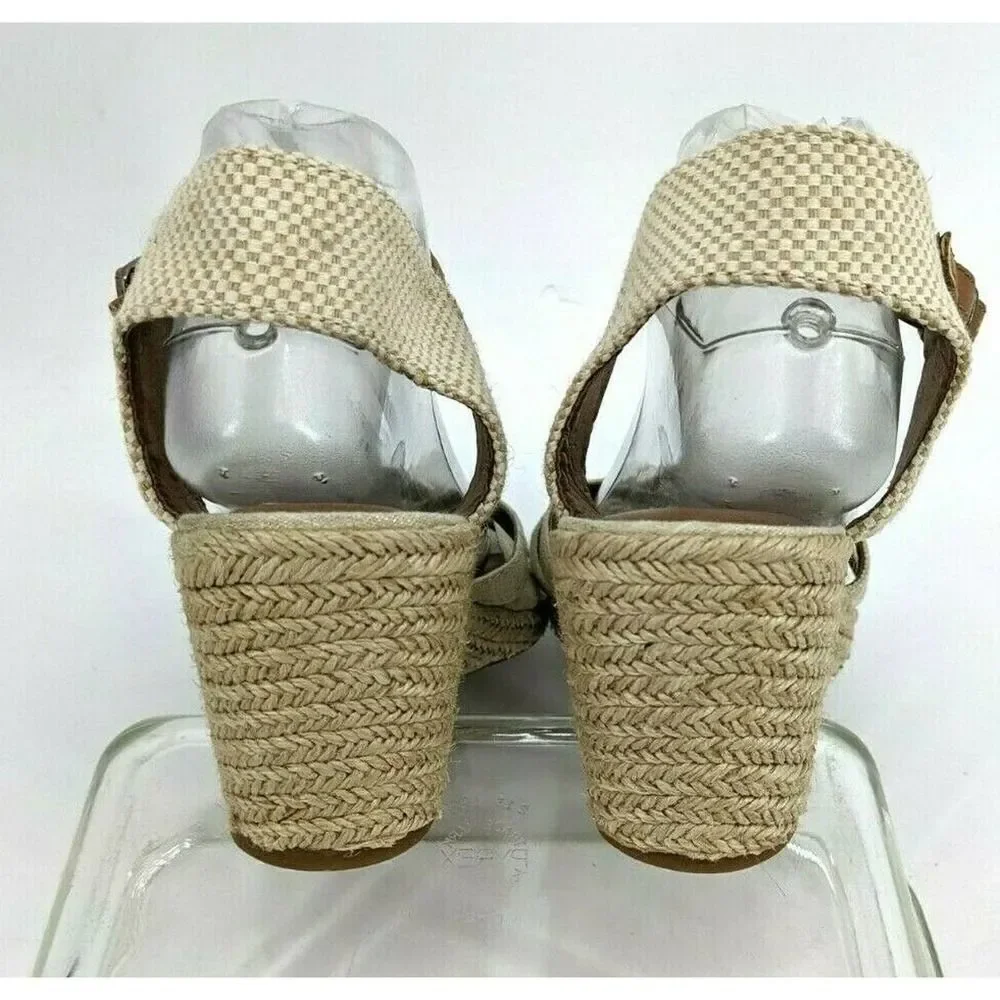 Lucky Brand Womens Jute Strappy Wedge Espadrille Sandal Size 11 Minimalist‎